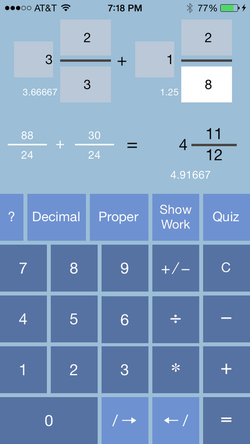 Fraction Calculator screenshot
